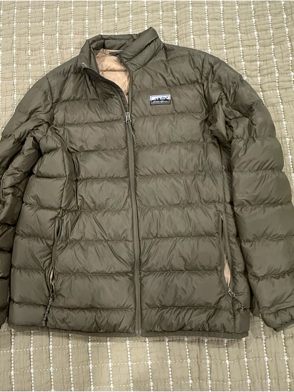 Eddie Bauer Olive Green Quilted Puffer Packable Jacket